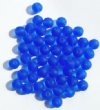 25 8mm Transparent Matte Sapphire Round Glass Beads